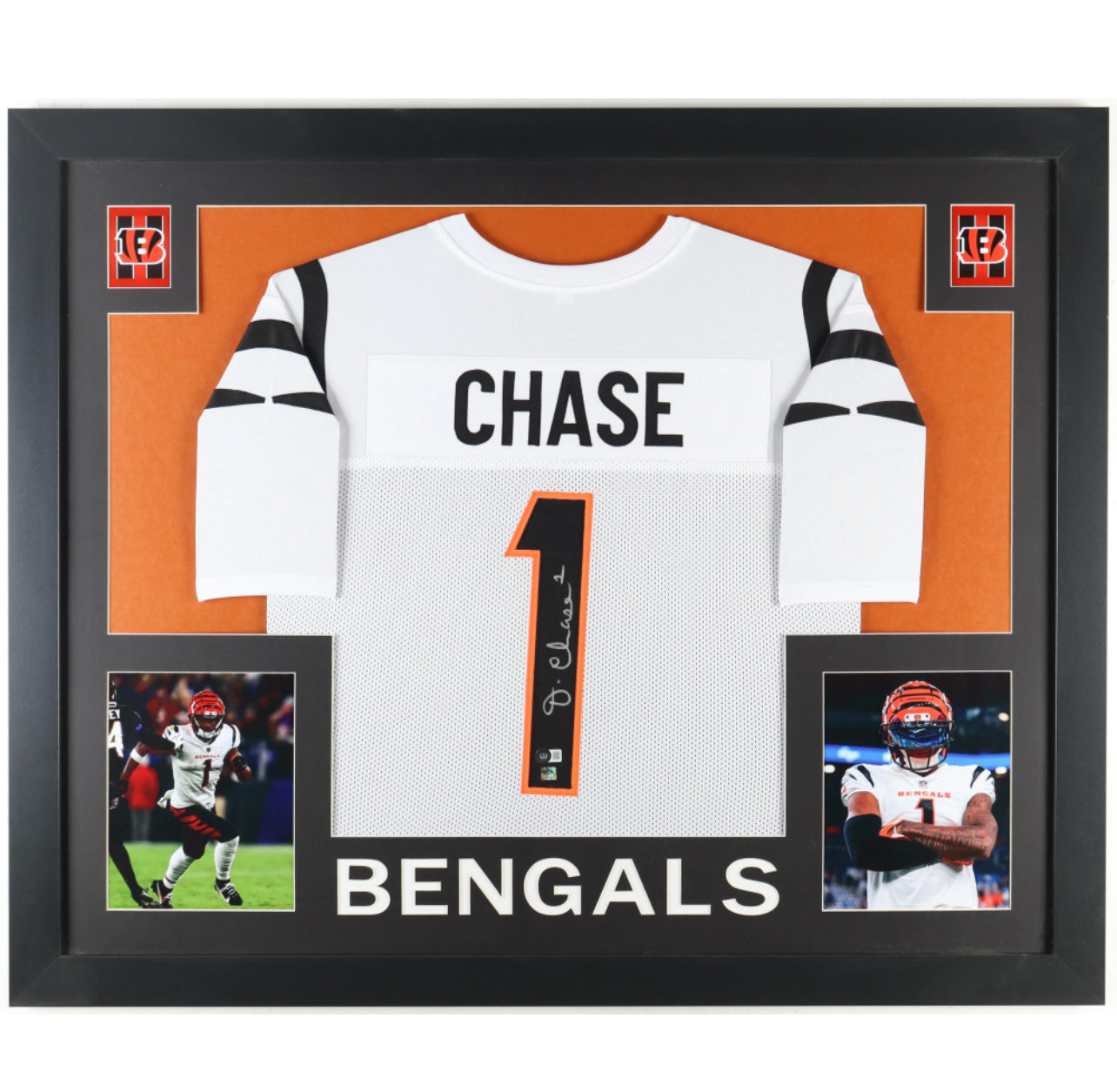 Ja'Marr Chase Signed Custom Framed Jersey Display (Beckett & Chase)