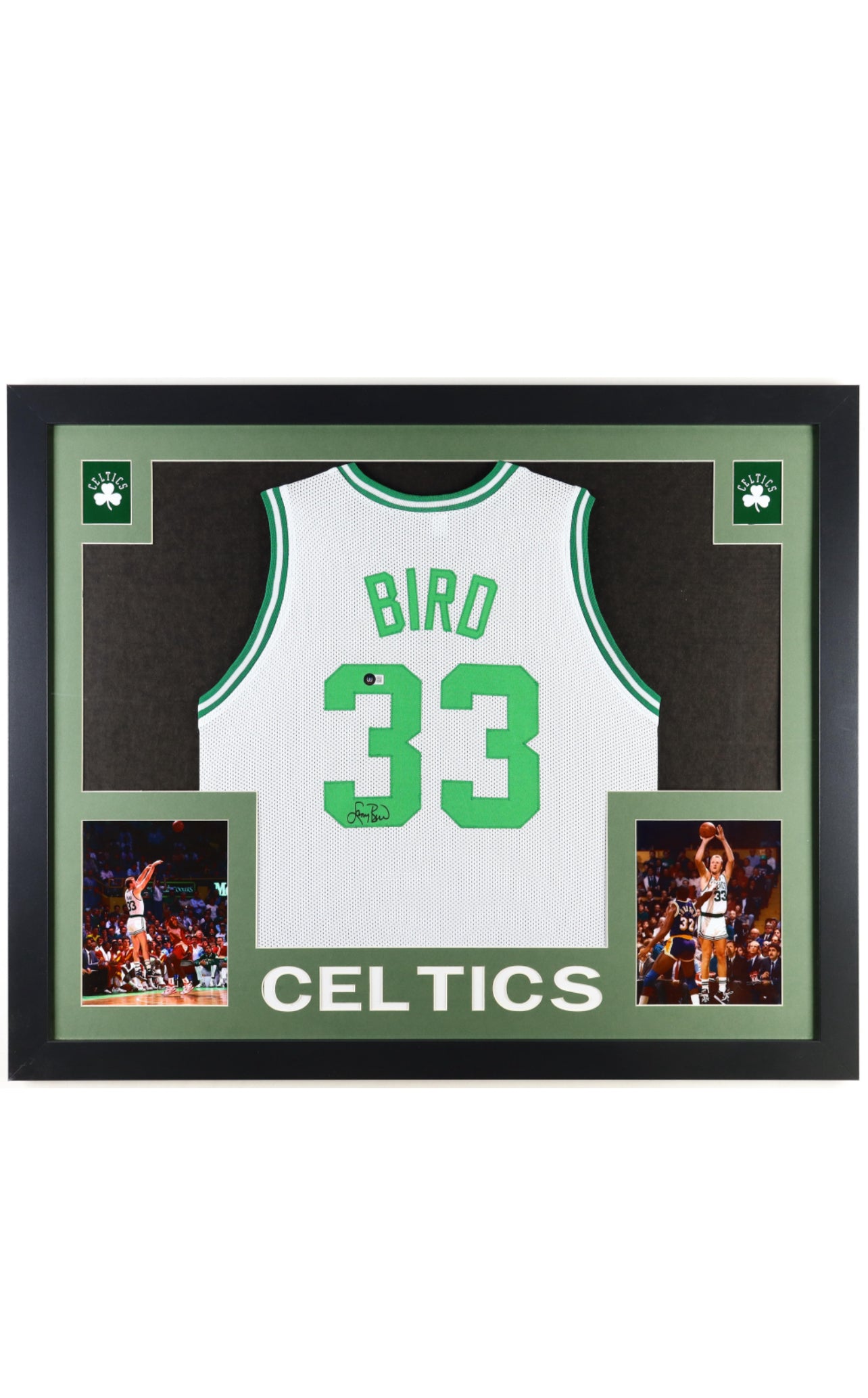 Larry Bird Signed Custom Framed Jersey Display (JSA)