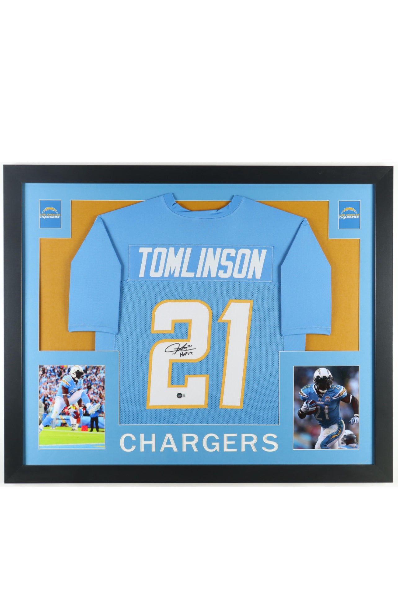 LaDainian Tomlinson Signed Custom Framed Jersey Display Inscribed "HOF 17" (Beckett)