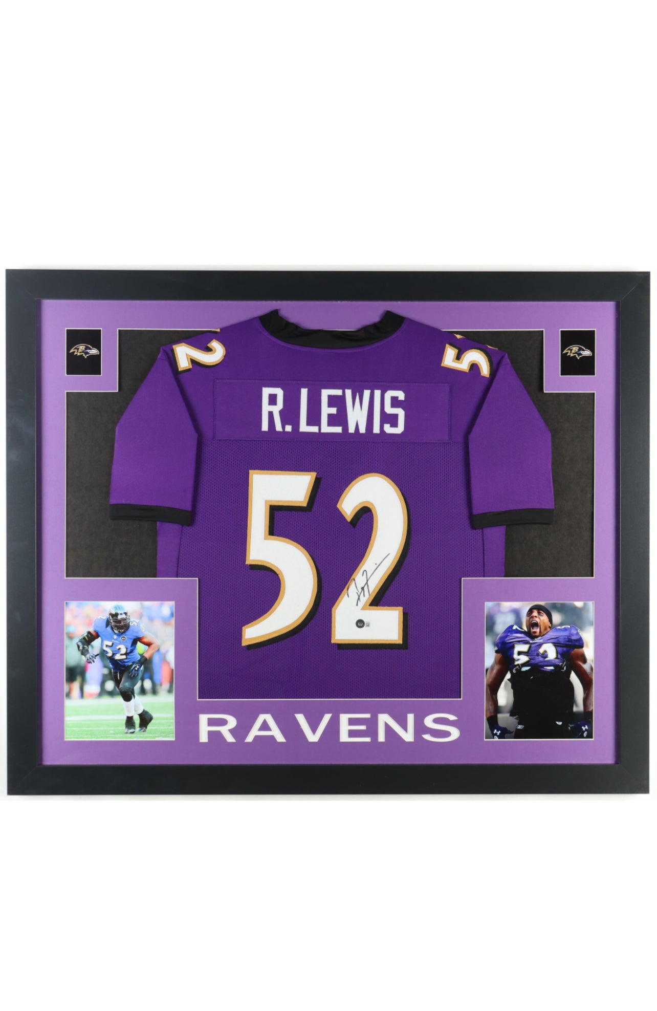Ray Lewis Signed Custom Framed Jersey Display (Beckett)
