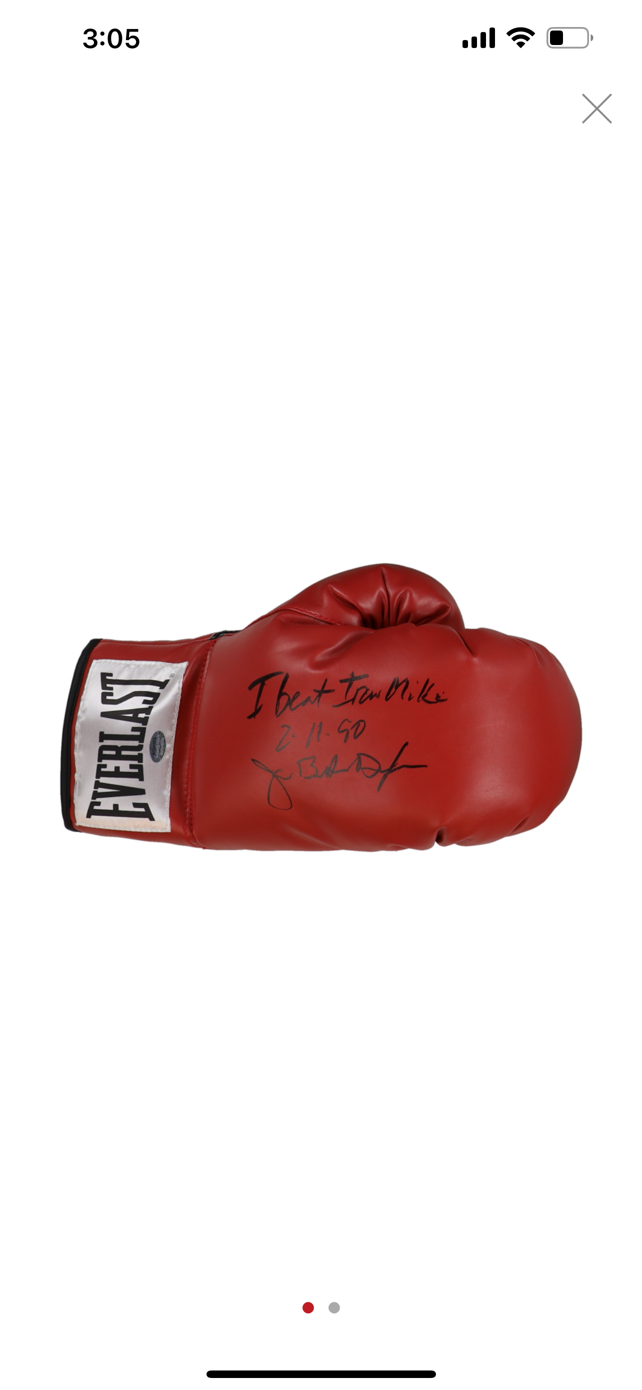 James "Buster" Douglas Signed Everlast Boxing Glove Inscribed "I Beat Iron Mike 2/11/90" (Schwartz Sports)